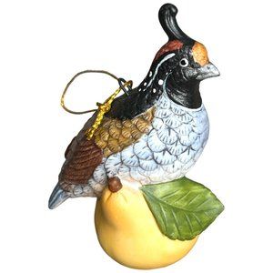 Two (2) Vtg 1991 Andrea by Sadek PARTRIDGE Porcelain Bisque Ornaments Japan 3" T